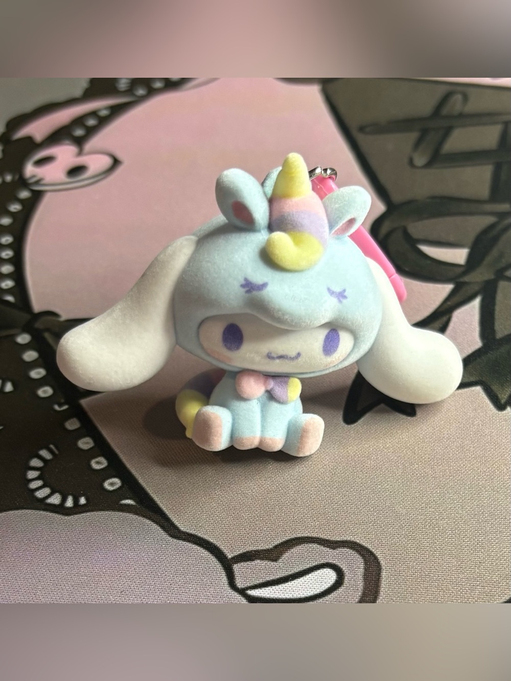 Sanrio Cinnamoroll Flocked Unicorn Keychain